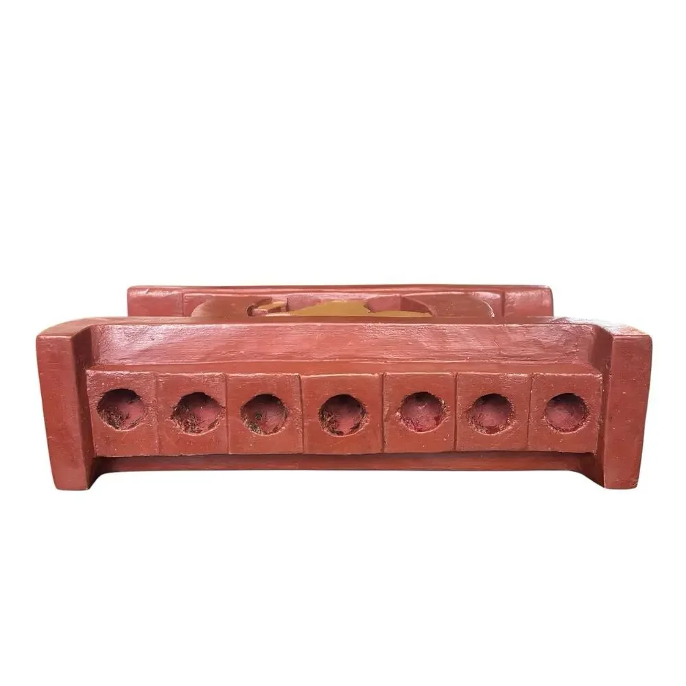 Kwanzaa Kinara Solid Wood Handmade Handcrafted in Ghana Brown Africa US Carving - Picture 7 of 8